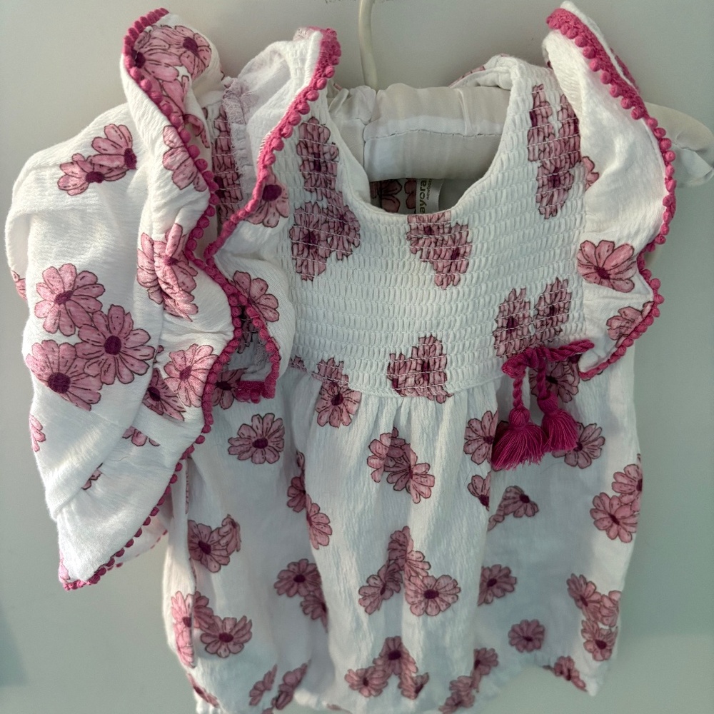 Mayoral Floral Romper and Sun Hat
